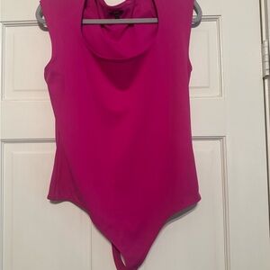 Express Body Contour Fuchsia Bodysuit Top - Stylish Scoop Neck